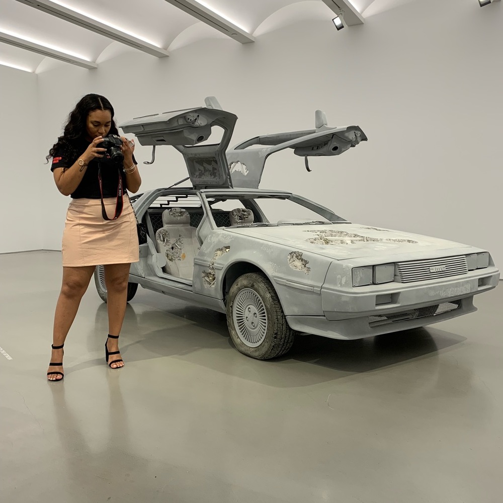 Pink leather mini skirt